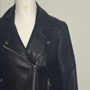 Topshop Rosa Black Faux Leather Biker Jacket Size 6, fits like 6-8